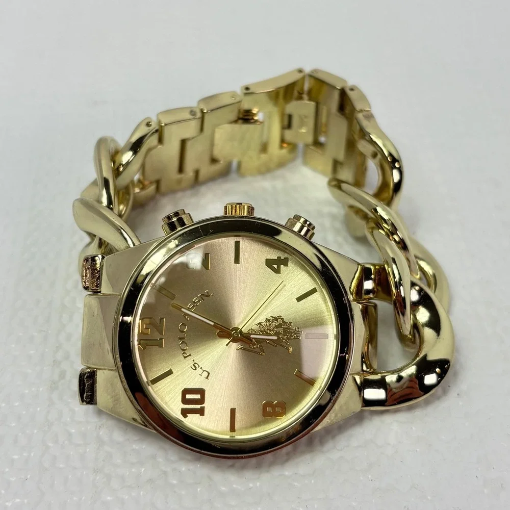 US Polo Association Gold Tone Watch Chunky‎ Chain Women's USC40069 Elegant